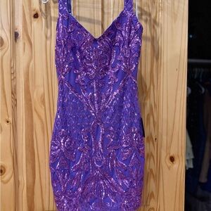 Lulu's Vibrant Purple Sequin Mini Dress